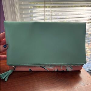 Rachel Pally Green & Floral Reversible Foldover Clutch